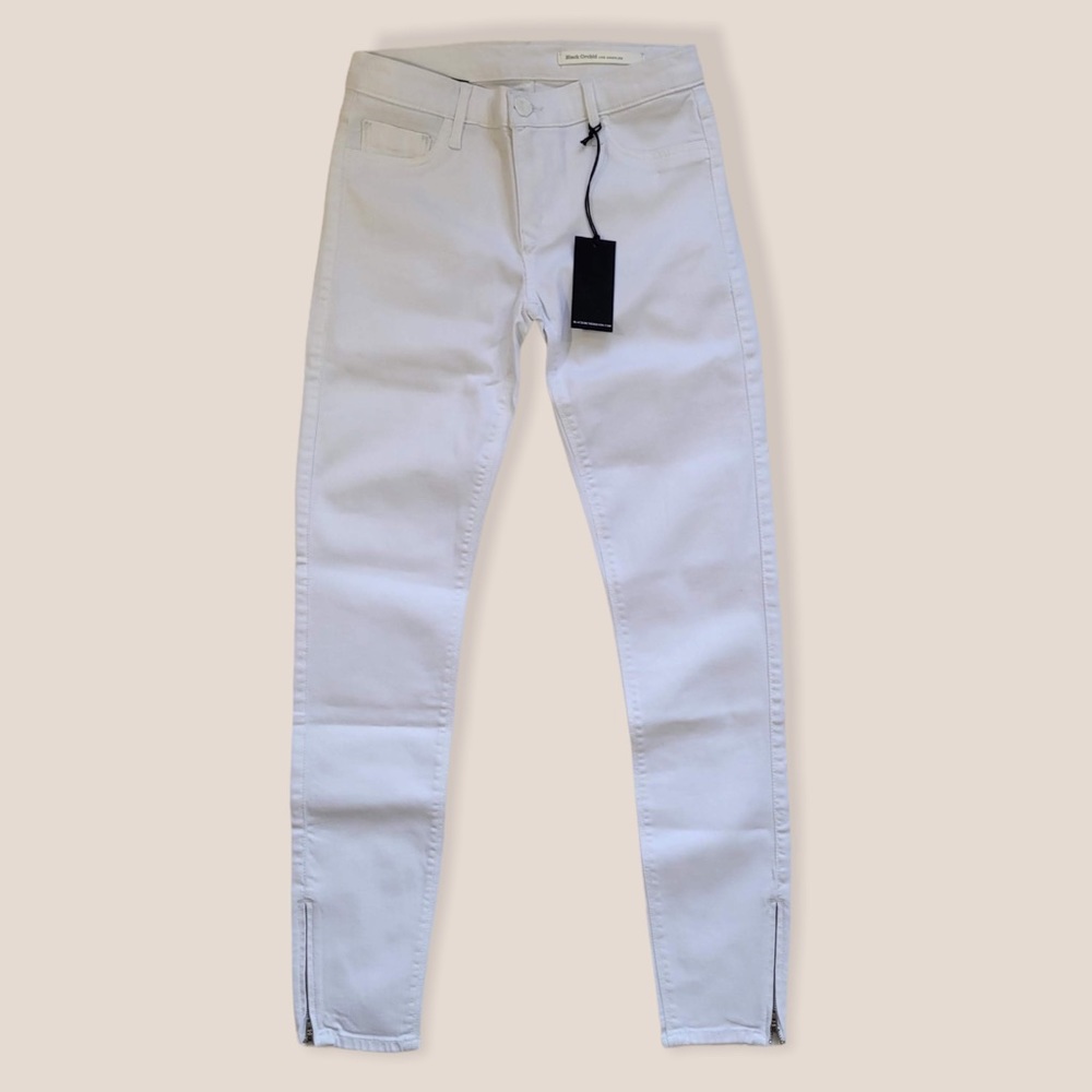 Black Orchid Mid Rise Skinny Jeans White